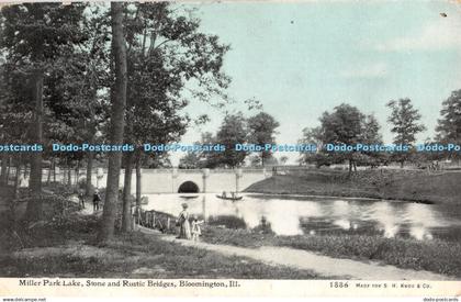 R442786 Bloomington Miller Park Lake Stone and Rustic Bridges S H Knox