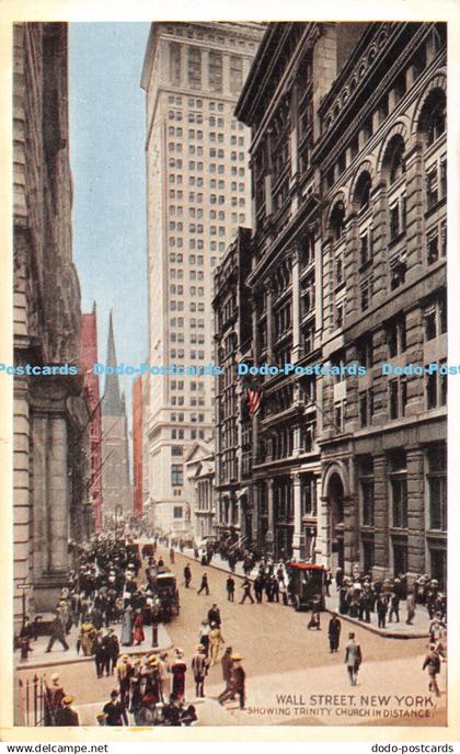 R452506 Wall Street New York Showing Trinity Church in Distance N Y 388