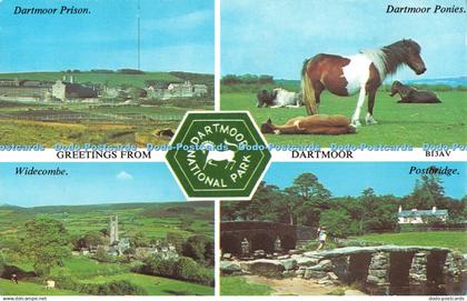 R490566 Greetings from Dartmoor Widecombe Dartmoor Prison Dartmoor Ponies Harvey