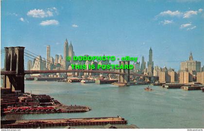 R494522 Lower Manhattan Skyline Showing Brooklyn Bridge. New York City Manhattan