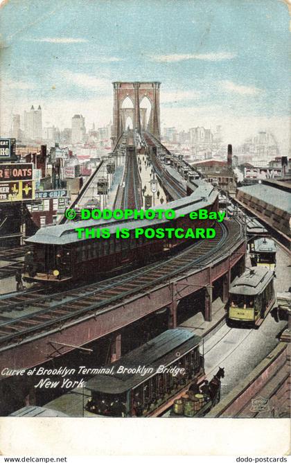 R558981 New York. Brooklyn Bridge. Curve at Brooklyn Terminal. Hugh C. Leighton