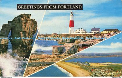 R581894 Greetings from Portland Pulpit Rock Chesil Beach Portland Bill Lighthous