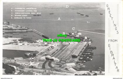 R618980 Greetings from Gibraltar. Commercial Anchorage. Passengers Landing Pier.