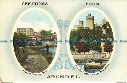 R644461 Greetings from Arundel. Arundel from the River. Arundel Castle from the