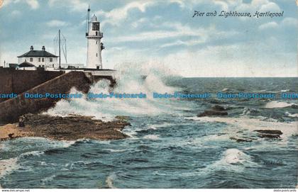 R667981 Hartlepool. Pier and Lighthouse. Valentines Series