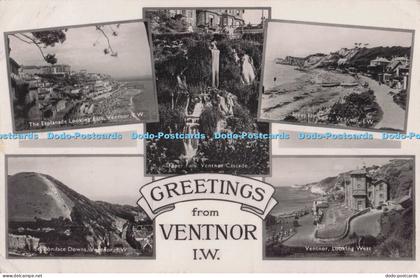 R694606 I. W. Greetings from Ventnor. Ventnor Looking West. Upper Falls. Ventnor