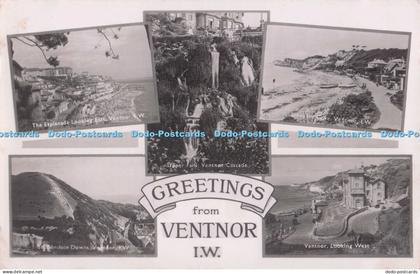 R696789 I. W. Greetings from Ventnor. Upper Falls. Ventnor Gardens. The Esplanad