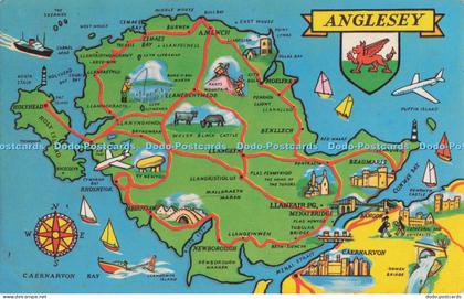 R705653 Anglesey. The Map. Postcard