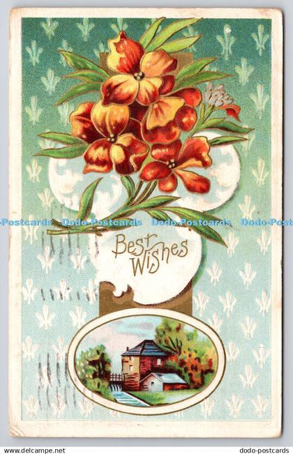 R776258 Best Wishes Flowers L K C Series 124 PM Auburn N Y 1913