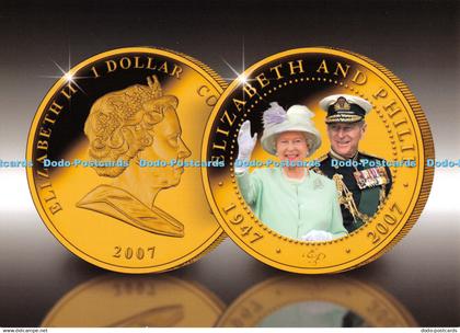 D105096 Elizabeth II 1 Dollar. Elizabeth and Phillip. Gold coins. 2007