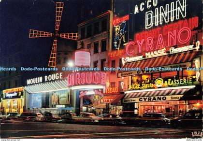 D166515 Paris. Le Moulin Rouge la Nuit. Chantal. Mexichrome