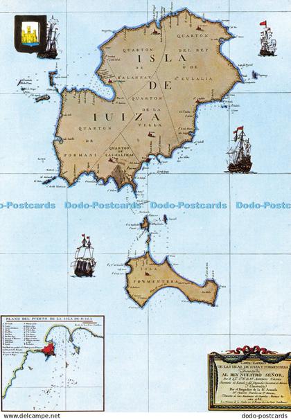 D169227 Ibiza. Isla Blanca. Ancient Map of Ibiza. Fisa. No. 204. Subirats Casano