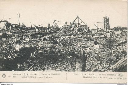 PC37753 War 1914 till 1916. In the Somme Maurepas. Ruins. Le Deley