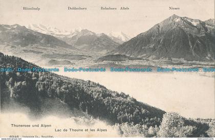 R005832 Thunersee und Alpen. Lac de Thoune et les Alpes. Phototypie. No 6246