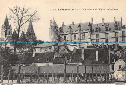 R084794 Loches. Le Chateau et l Eglise Saint Ours