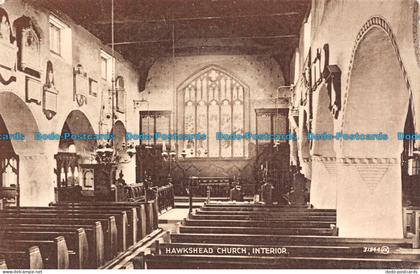 R129897 Hawkshead Church Interior. Valentine. Sepiatype