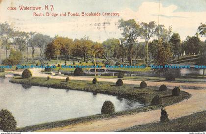 R146567 Watertown. N. Y. Rustic Bridge and Ponds. Brookside Cemetery. John Sterl