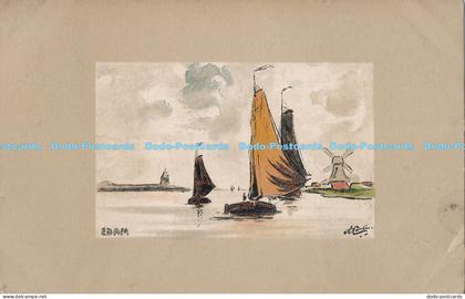 R180477 Edam. Old Postcard. Sailing Boats. 1906