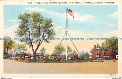 R329240 Cheyenne Wyoming Flagpole and Officers Quarters Ft Francis E Warren Sanb