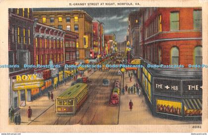 R376562 Va Norfolk Granby Street at Night Frank G Ennis Paper