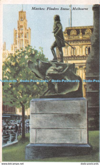 R432354 Melbourne Matthew Finders Statue Novelty Card Melbourne Vistas Series