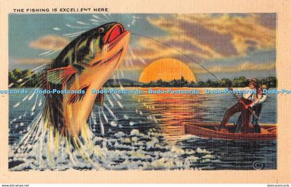 R479200 The Fishing os Excellent Here Asheville Post Card