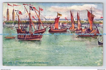 R777254 Jamestown Exposition Harbour Tuck Oilette 2591 PM Norfolk 1908