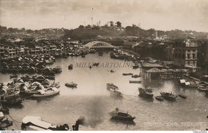 SINGAPORE - Singapore River - Real Photo Postcard