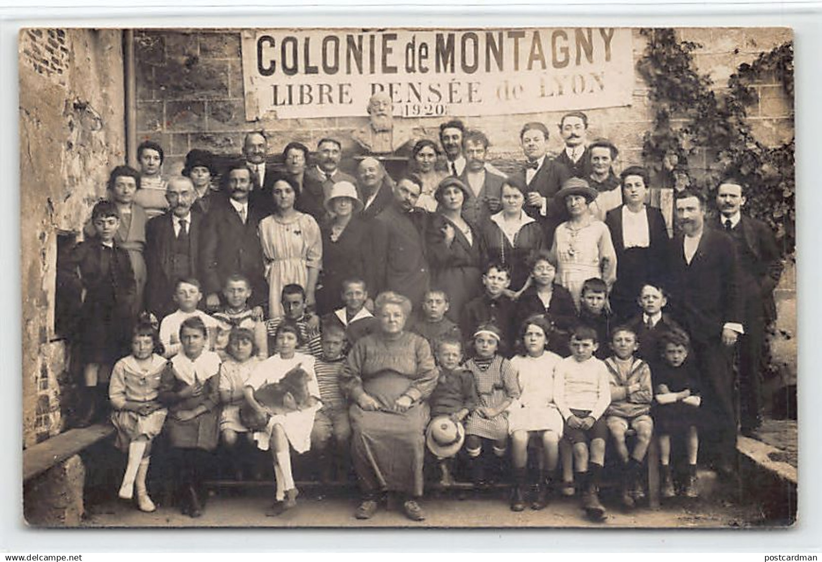 MONTAGNY (69) Colonie de la Libre Pensée de Lyon en 1920 - CARTE PHOTO - Ed. Durand