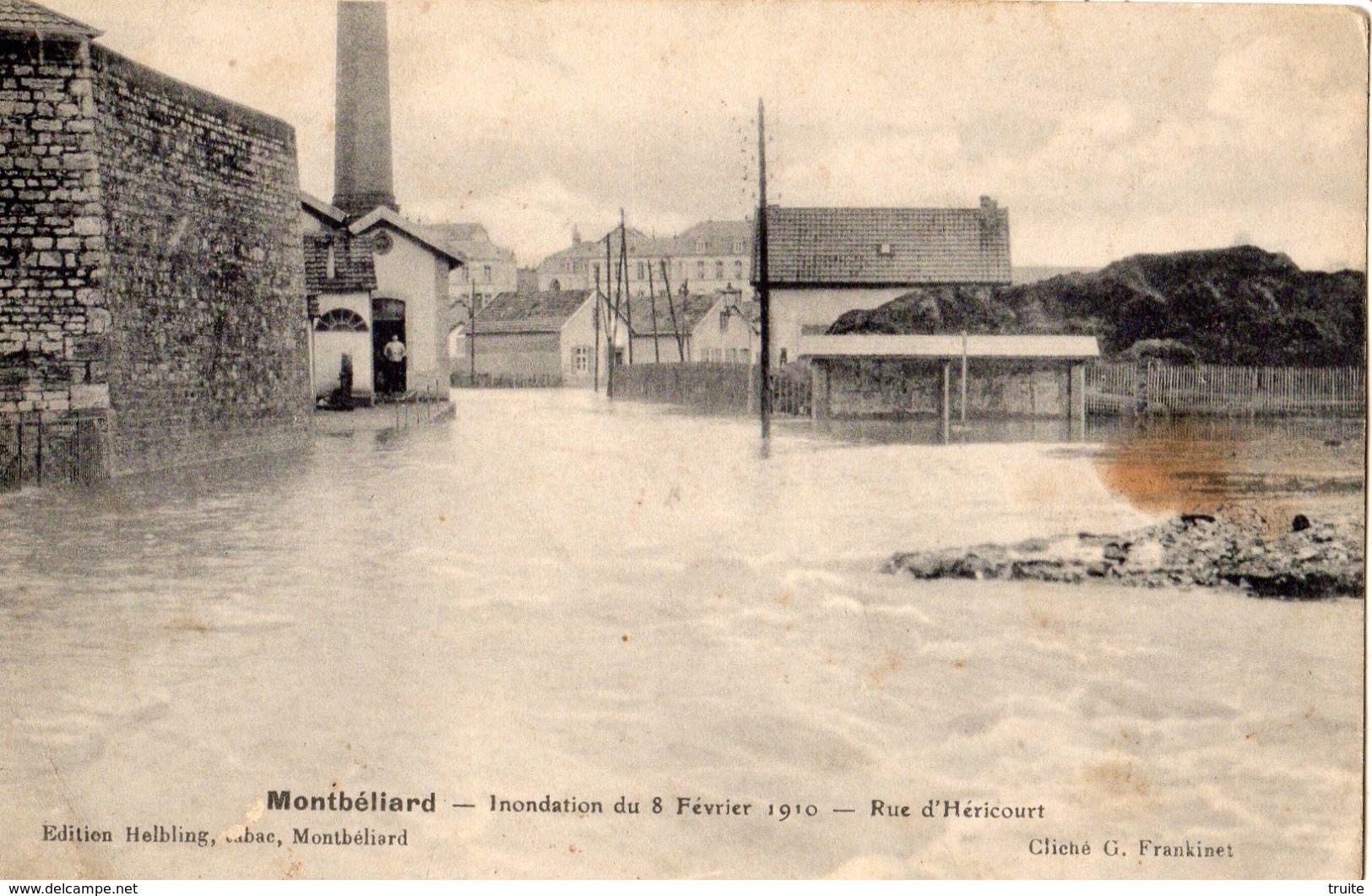 MONTBELIARD INONDATION DU 8 FEVRIER 1910 RUE D'HERICOURT