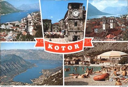 72430958 Kotor Montenegro Strand Ortsansichten Turmuhr Kirche Montenegro