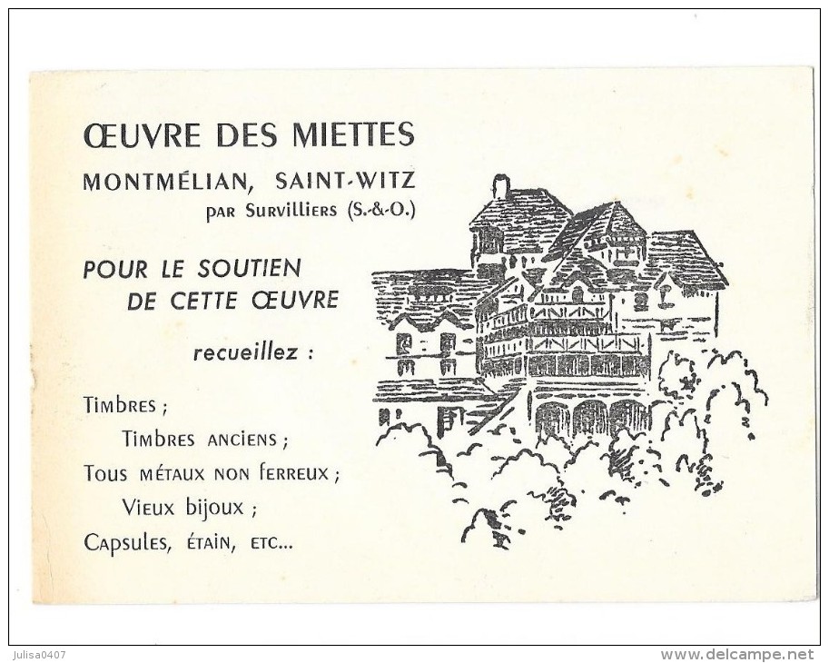 MONTMELIAN SAINT WITZ par SURVILLIERS (95) carte illustrée Oeuvre des Miettes