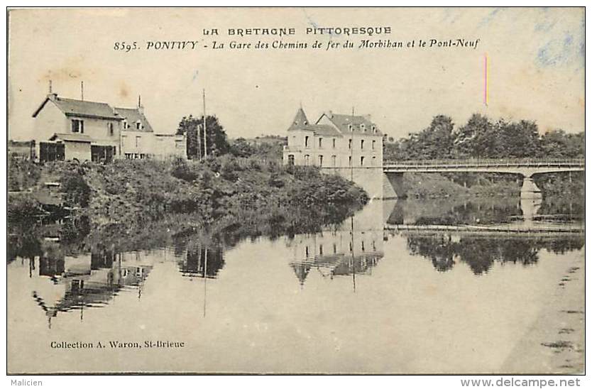 - morbihan - ref-C865- pontivy - gare des chemins de fer du morbihan - gares  -