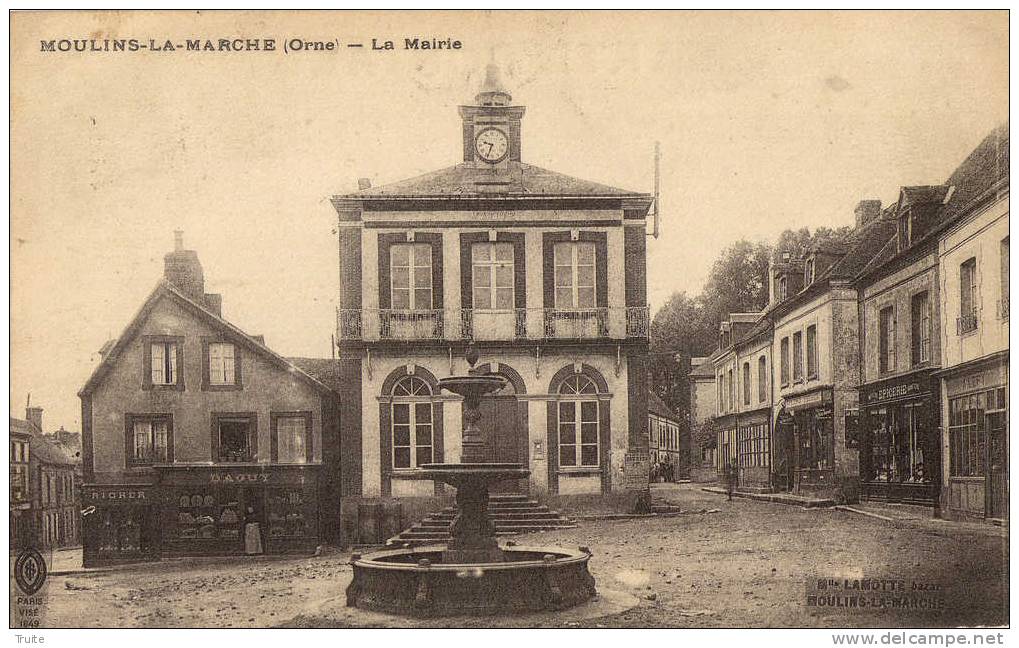 MOULINS-LA-MARCHE LA MAIRIE ANIMEE EPICERIE BOULANGERIE DAGUY