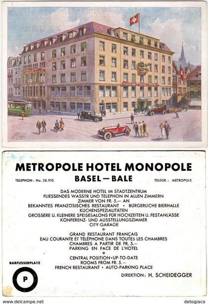 BASILEA - BASEL - BALE - SVIZZERA - METROPOLE HOTEL MONOPOLE -27666-