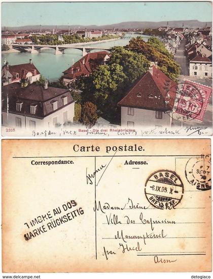 BASILEA - BASEL - SVIZZERA - SCHWEIZ - SUISSE - SWITZERLAND - VIAGG. 1905 -85631