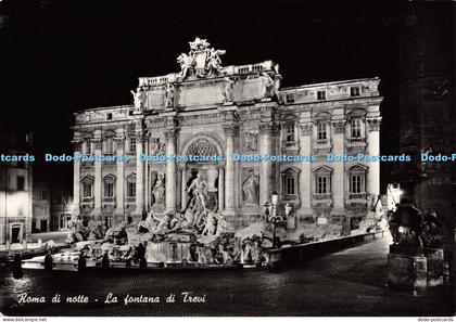 D056382 Roma di Notte. La Fontana di Trevi. S. A. F. Rotalfoto