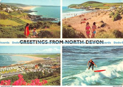 D059951 Greetings From North Devon. Woolacombe Bay. Devon Surfing. John Hinde. E