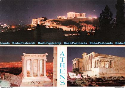 D068737 T183. Athens. Ancient monuments at night. Athenes. Monuments antiques la