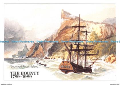 D113616 Bounty off Pitcairn Island. Bounty. 1789 1989. Isle of Man Post Office.