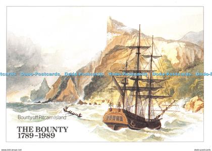 D115479 Bounty off Pitcairn Island. The Bounty. Manx Postal Museum Card No. 2. B