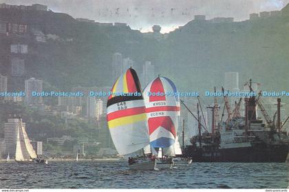 D176967 Hong Kong Yacht Club Evening Summer Races in Hong Kong Harbour. Post Car