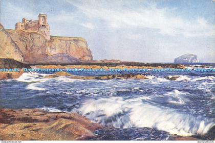 D182265 East Lothian. Tantallon Castle and the Bass Rock. Valentine. Scots Picto