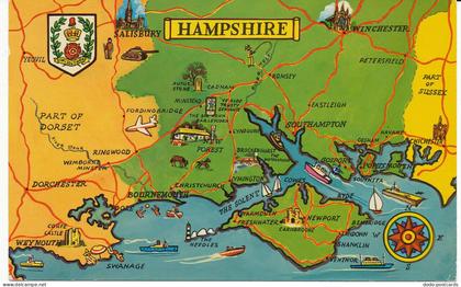 PC05935 Hampshire. Map Postcard