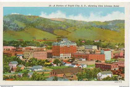 PC11199 A Portion of Rapid City. S. D. Showing Alex Johnson Hotel. L. B. Hollist