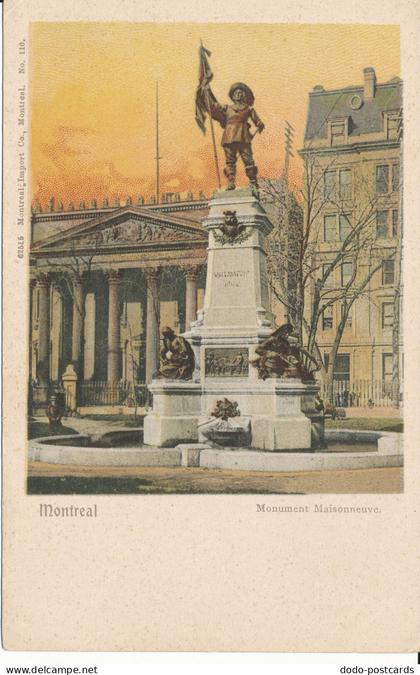 PC39650 Montreal. Monument Maisonneuve. Montreal Import. No 110