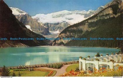 R063463 Lake Louise Mount Lefroy and Victoria Glacier from Chateau Lake Louise.