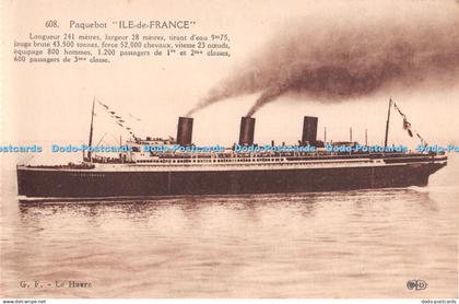 R294874 Paquebot Ile De France Ship No 608 G F Le Havre E Le Deley