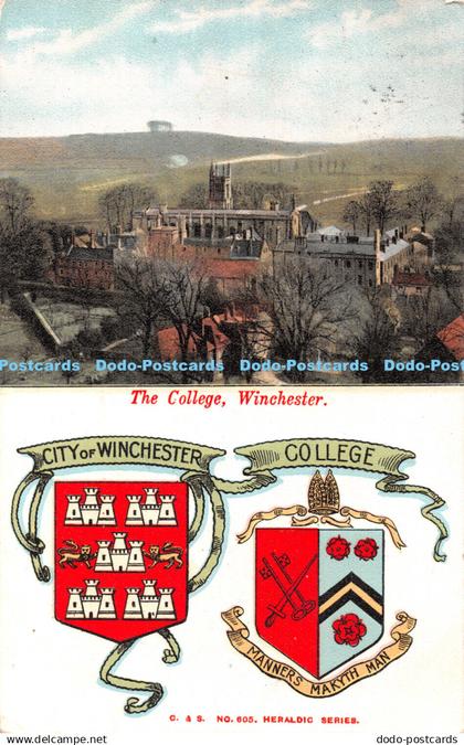 R421450 The College Winchester C and S No 605 Heraldic Series City of Winchester