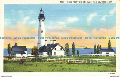 R597409 1830 Wind Point Lighthouse Racine Wisconsin E A Bishop C T Art Colortone